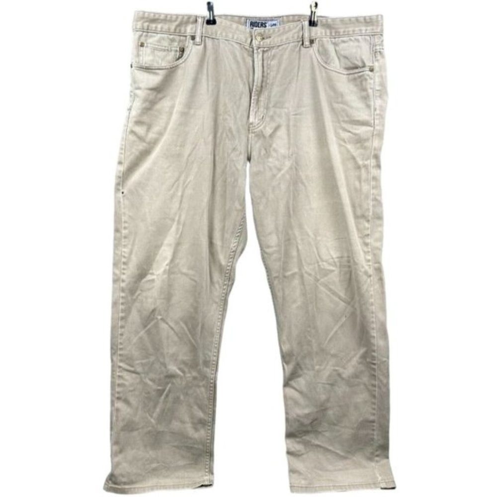 Riders By Lee Jeans Mens 44 Tan Beige Stretch Western Casual Denim Designer Zip